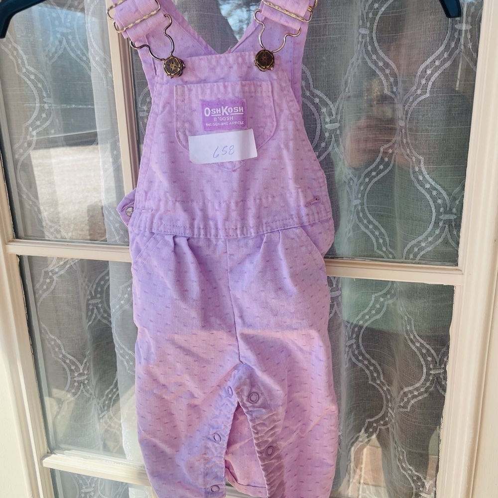 Vintage OshKosh B’gosh Lavendar Overalls/ 12 Months/ Made in USA